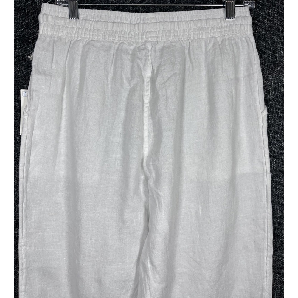New SIGRID OLSEN Sz M Linen Pants White Wide Leg Pull On Women Boho Vacation NWT - Picture 4 of 12